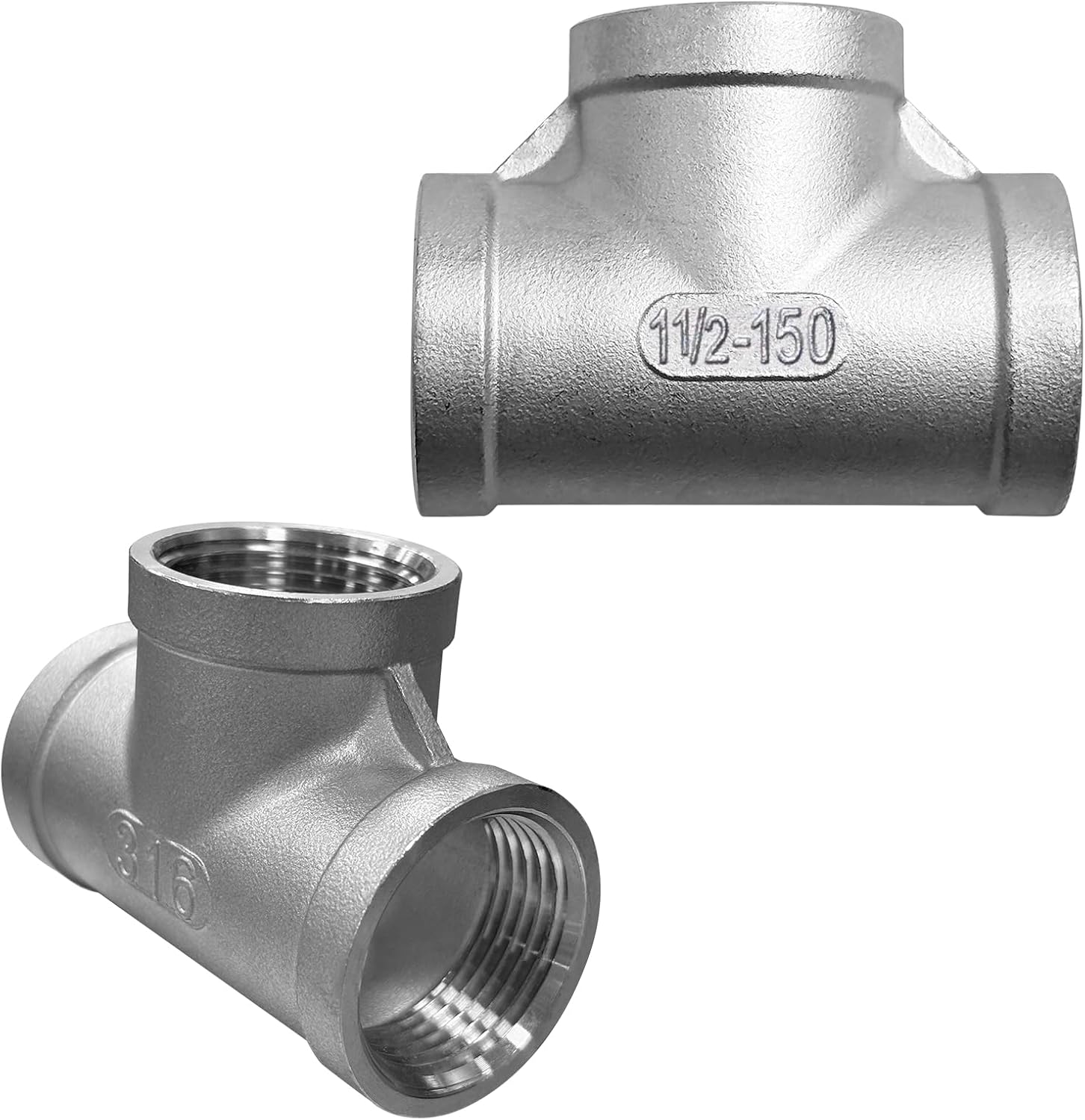 316 Stainless Steel 1-1/2" Tee Fitting for In Pipe Heating Cable, Push Plumbing Pipe Fitting to Connect