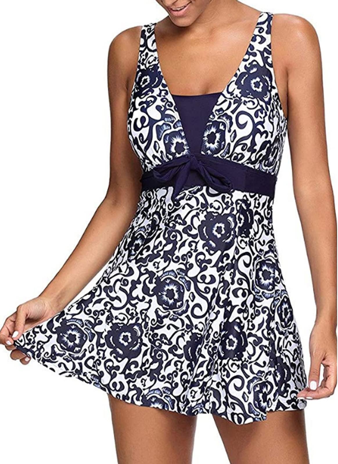 Swimming Costume for Women Plus Size Ladies Swimsuit One Piece Swim Dress Tummy Control Swimwear with Boyshort