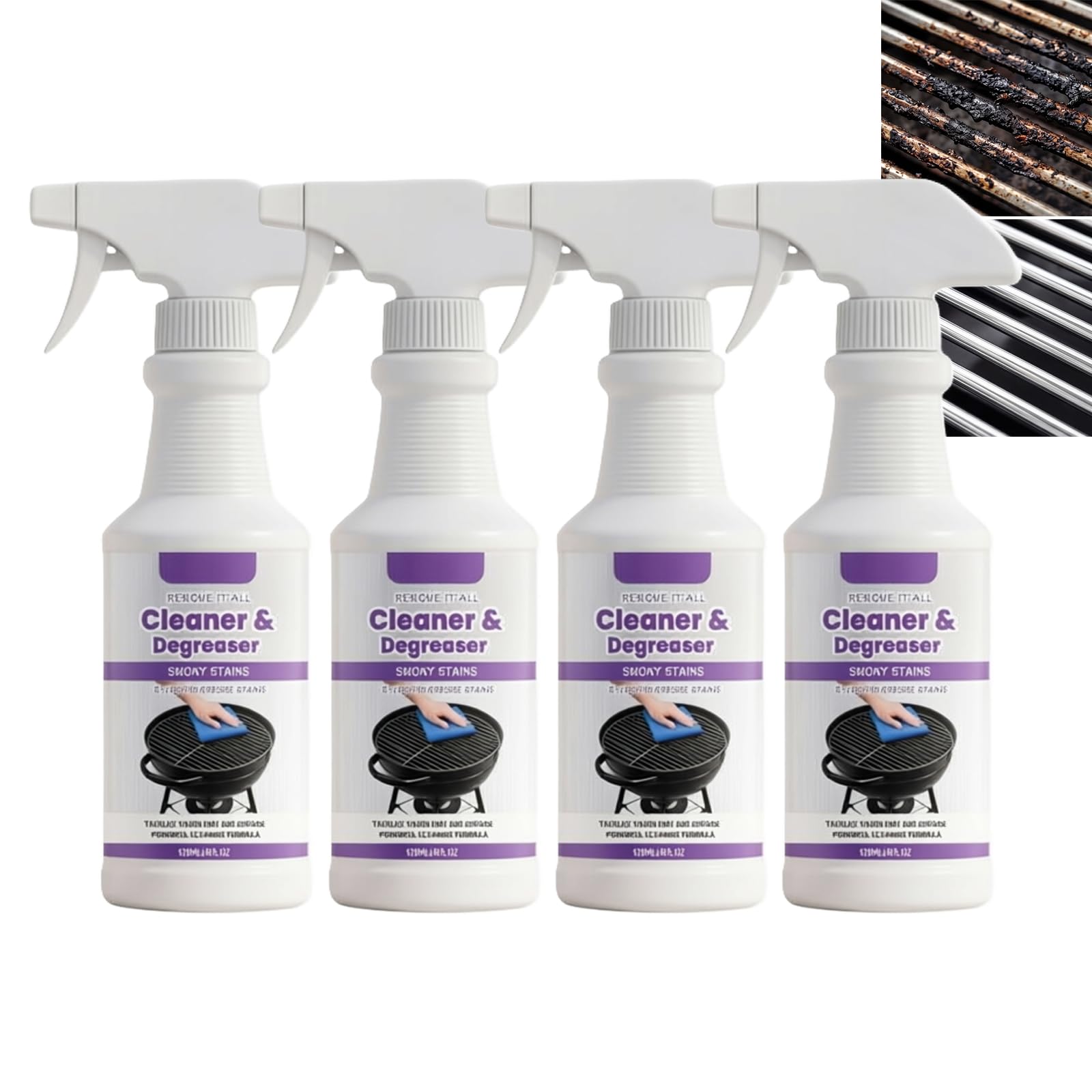 Schnell wirkendes Hochleistungs-Grillentfettungsspray, Grill- und Rostreiniger, Ofenreiniger für extreme Verschmutzungen, Allzweck-Hochleistungsreiniger für angebrannte Speisereste und Fett. (4PCS)