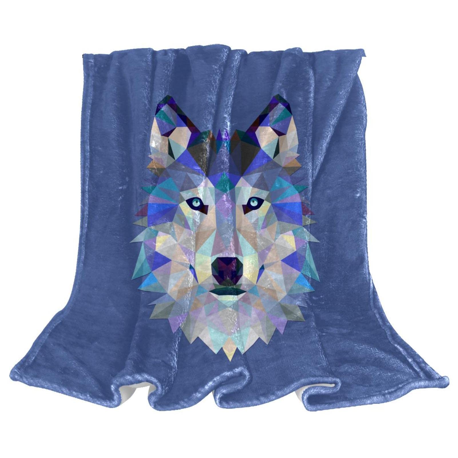 Plaid loup hipster polaire contre le froid jeté de lit léger et chaud
