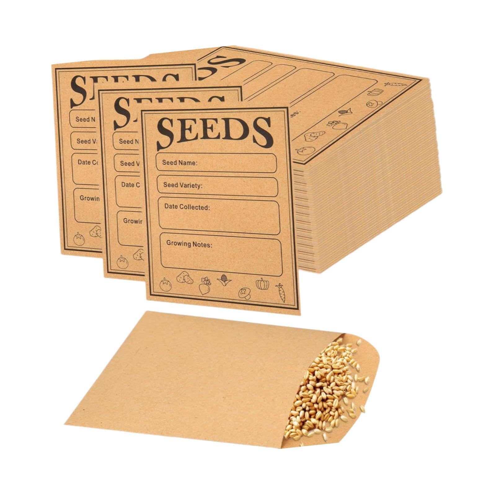 Samenumschläge Aus Lederpapier mit Verschluss, Briefumschläge, Kraftpapier, für Saatgut Pflanzen Und Kleine Gegenstände für Aufbewahrung Und Organisation, Ohne Bindemittel