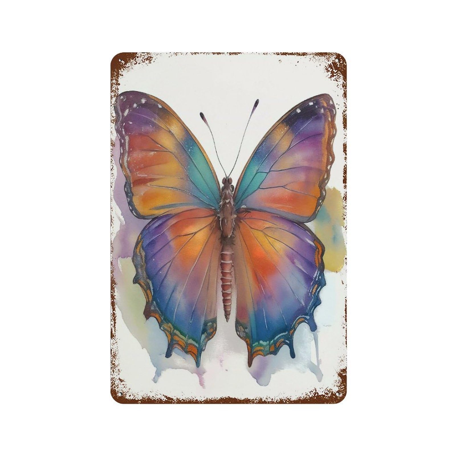 Colorful Butterfly Vintage Metal Tin Sign 11.8"x7.9", Ideal for Living Room, Hallway And Home Decor