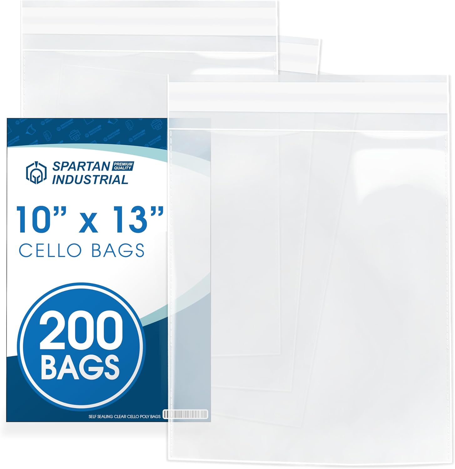 10″ X 13″ Self-Sealing Cellophane Bags (200 Count) Clear Poly Packaging for Shirts, Clothing, Apparel – Reinforced Resealable Cello Bags for Small Business Shipping – Spartan Industrial