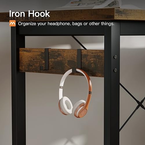 Miniatura 7 de Coleshome Escritorio para computadora en forma de L de 66 pulgadas con estantes de almacenamiento estación de trabajo de escritorio en L para