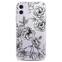 Vista 9 de Funda de poliuretano termoplástico compatible con Apple iPhone 11 2019 modelo 6.1 pulgadas Iph 11 Slim Fit Ramos Hojas Flores Niñas Impresión