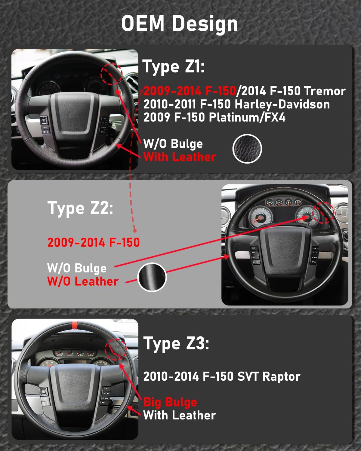 Belinous Leather Steering Wheel Cover Lace Up, Hand-Stitch on Wrap, Steering Wrap Compatible with Ford 2009-2014 F-150 (Gray)