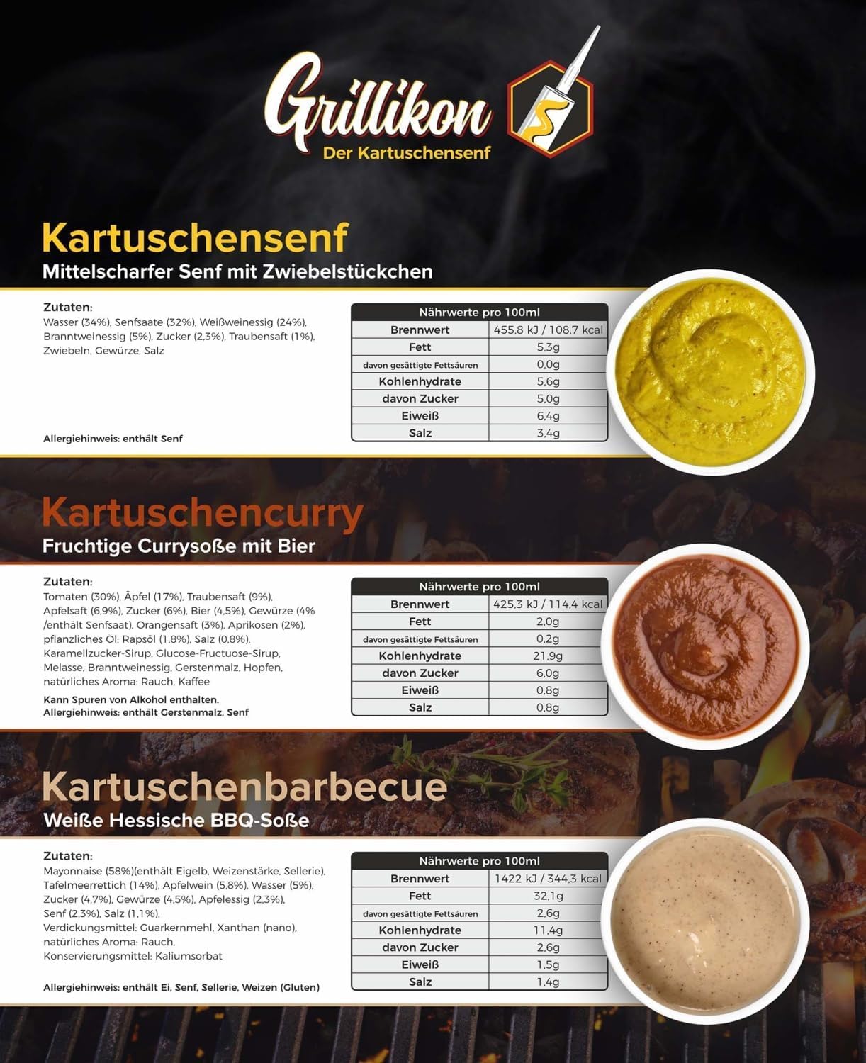 Grillikon Geschenkset WM-Edition 3x Mix 300 ml Kartusche