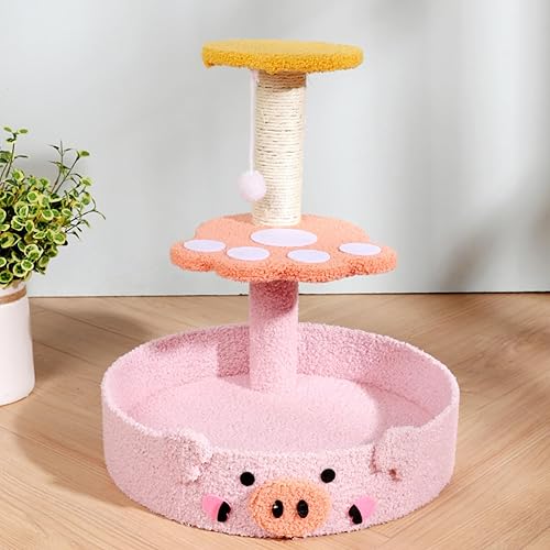 Miniatura 2 de Lindo árbol de gato de peluche decorativo para gatos, torre de dibujos animados, divertida plataforma de diversión, rascador de sisal natural,