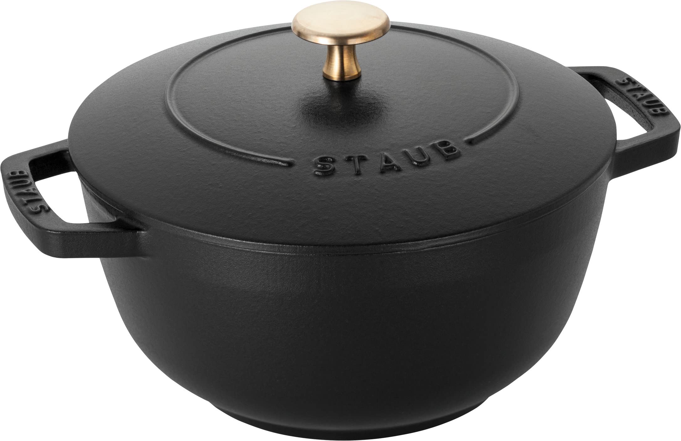 staub ストウブ 「 ワナベ ブラック L 20cm 」 両手 鋳物 ホーロー 鍋 炊飯 3合 IH対応 【日本正規販売品】 Wa-NABE 40501-009