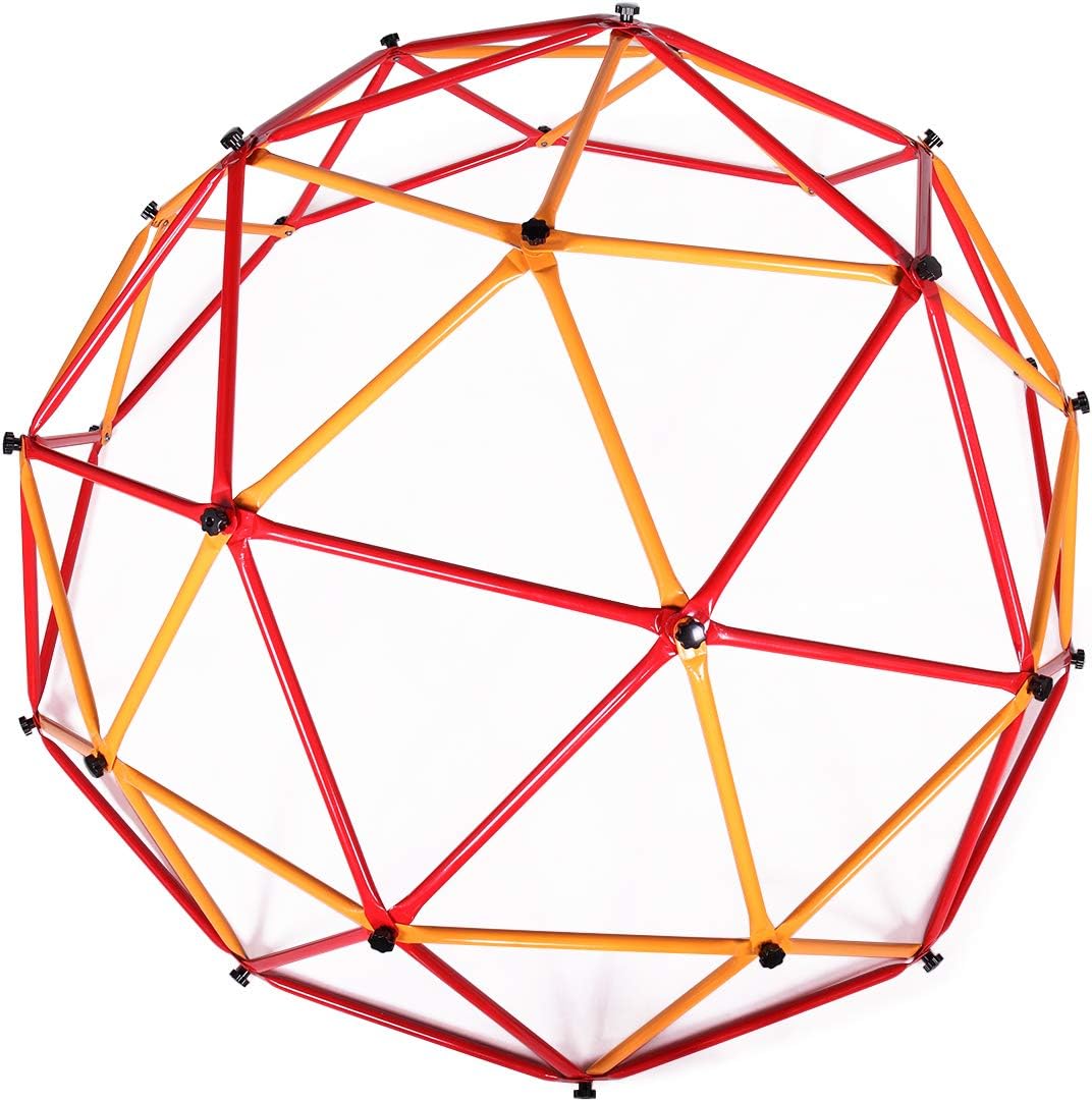 Kid's Outdoor Monkey Climbing Bars - Universal Exercise Dome Climber for Fun and Adventure, Red Metal Play Center for Toddlers, Ages 3-10