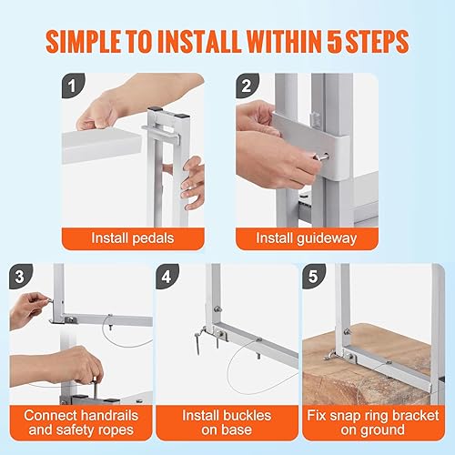 Miniatura 6 de VEVOR Escalera retráctil para muelle con pedales antideslizantes, escalera para barco pontón de 56 a 68 pulgadas de altura total ajustable, escalera