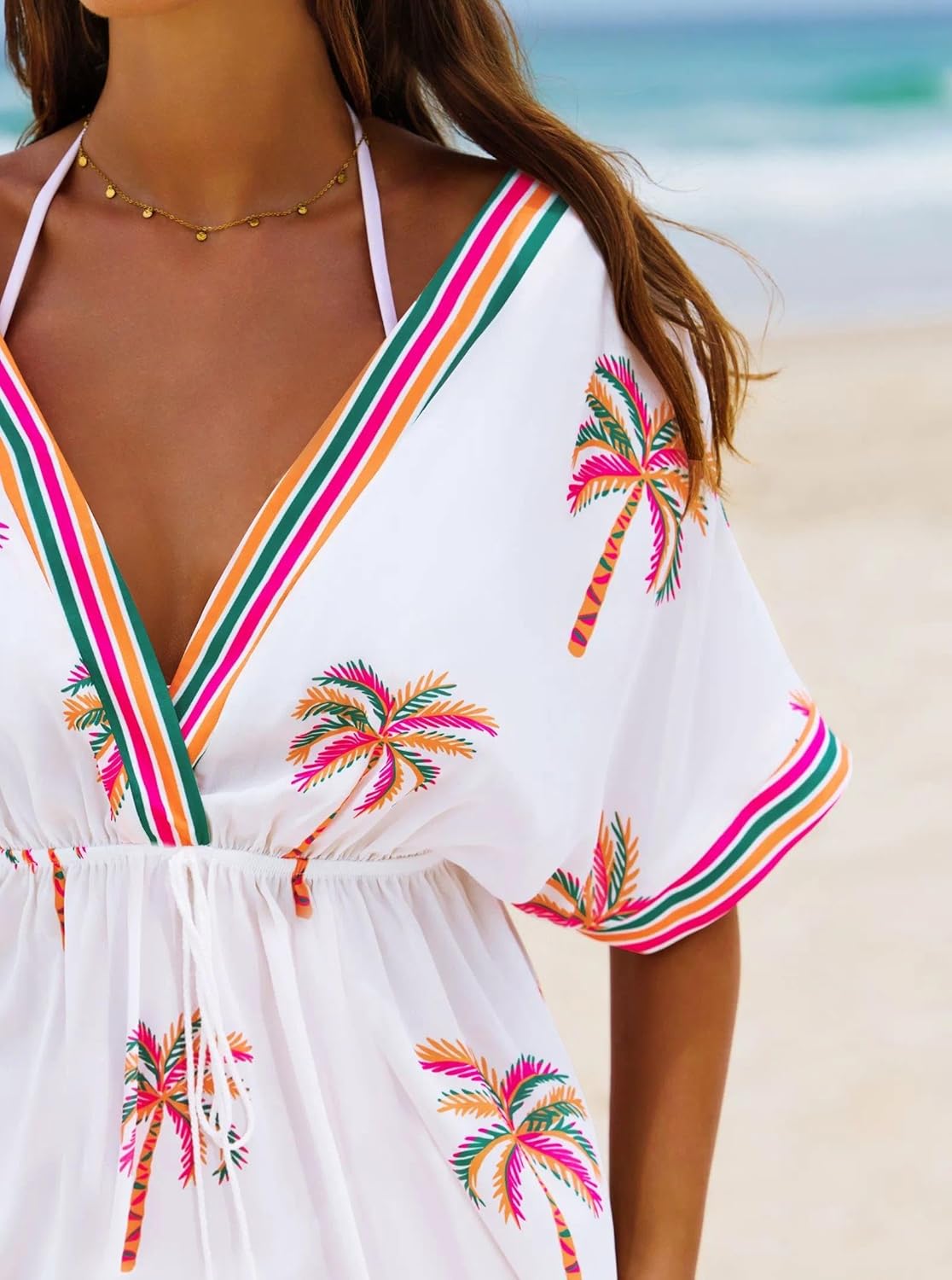 popvil Women’s Swimsuit Swim Cover Up 2026 Puff Sleeve Loose Kimono Cardigan Bathing Suit Swimwear Beach Dress