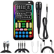 I9 Voice Changer Sound Card Kit with Microphone & Monitor Earphone | Real-Time Voice Changing, 16 Voice Effects, Type-C Adapter Included, For Gaming & Streaming