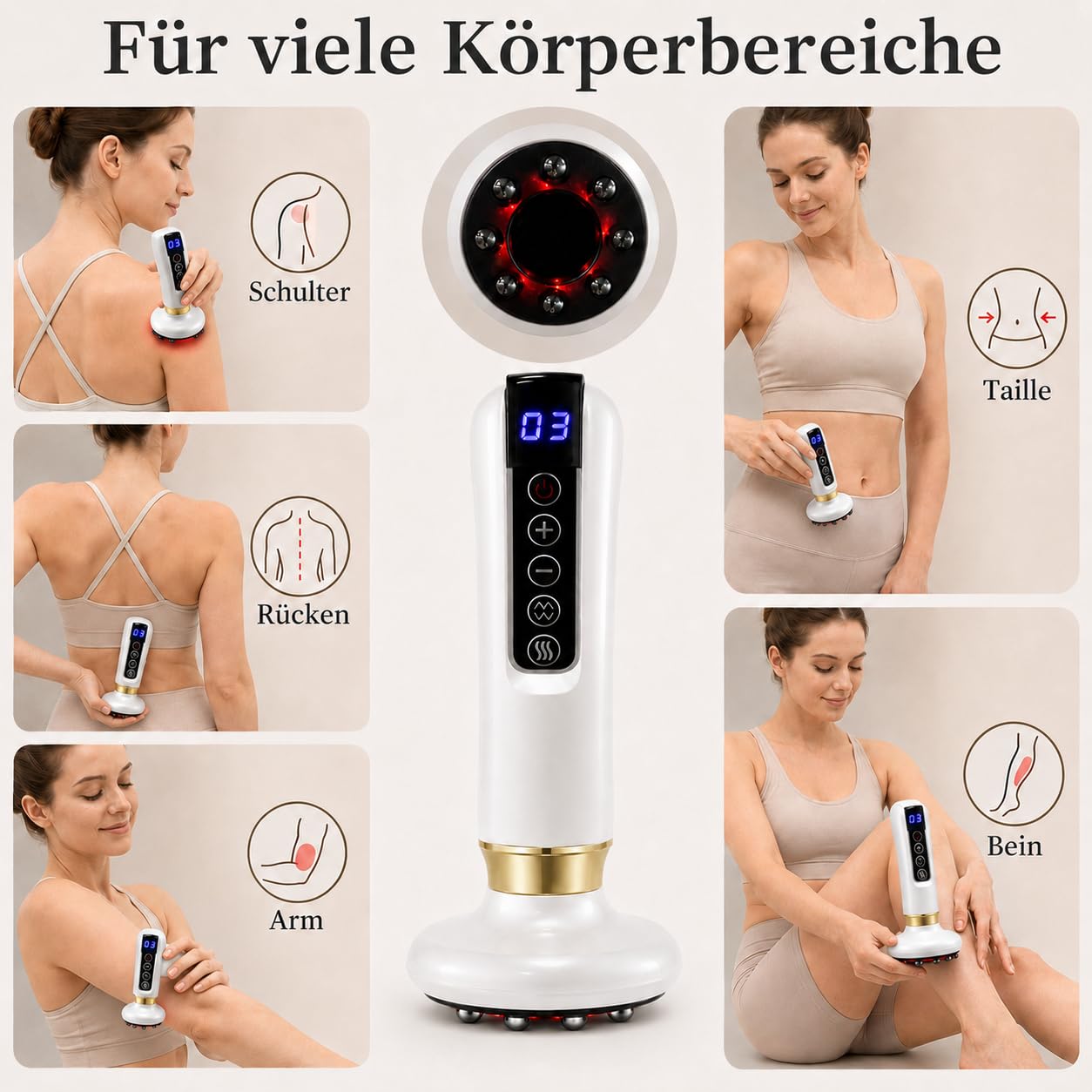Cellulite Massagegerät, Schröpfgerät mit Wärme und 8 Magnetkugeln