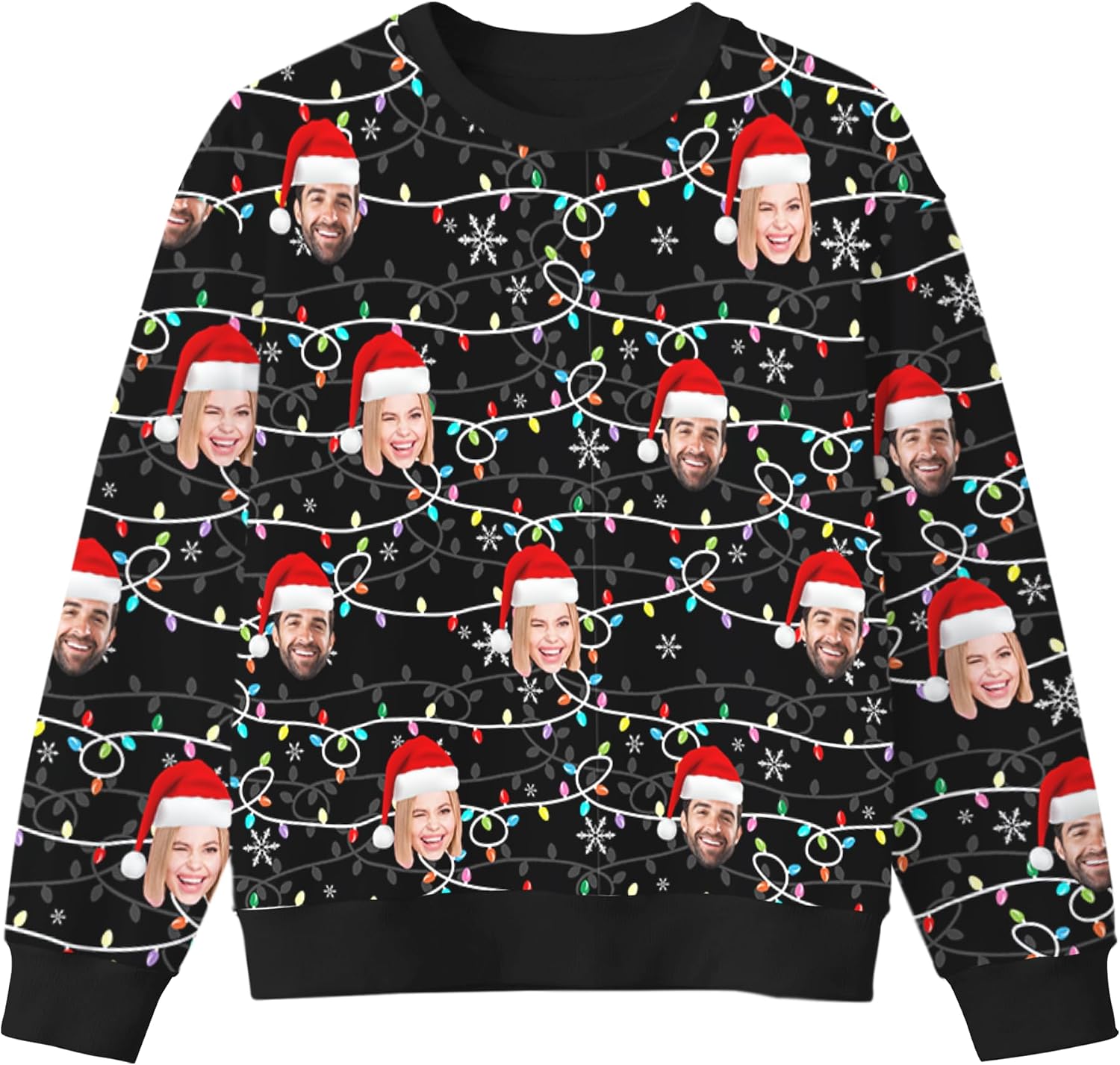 Artsadd Custom Funny Face Ugly Christmas Sweater, Personalized Novelty Print Xmas Sweatshirt with Photo for Men Women Party
