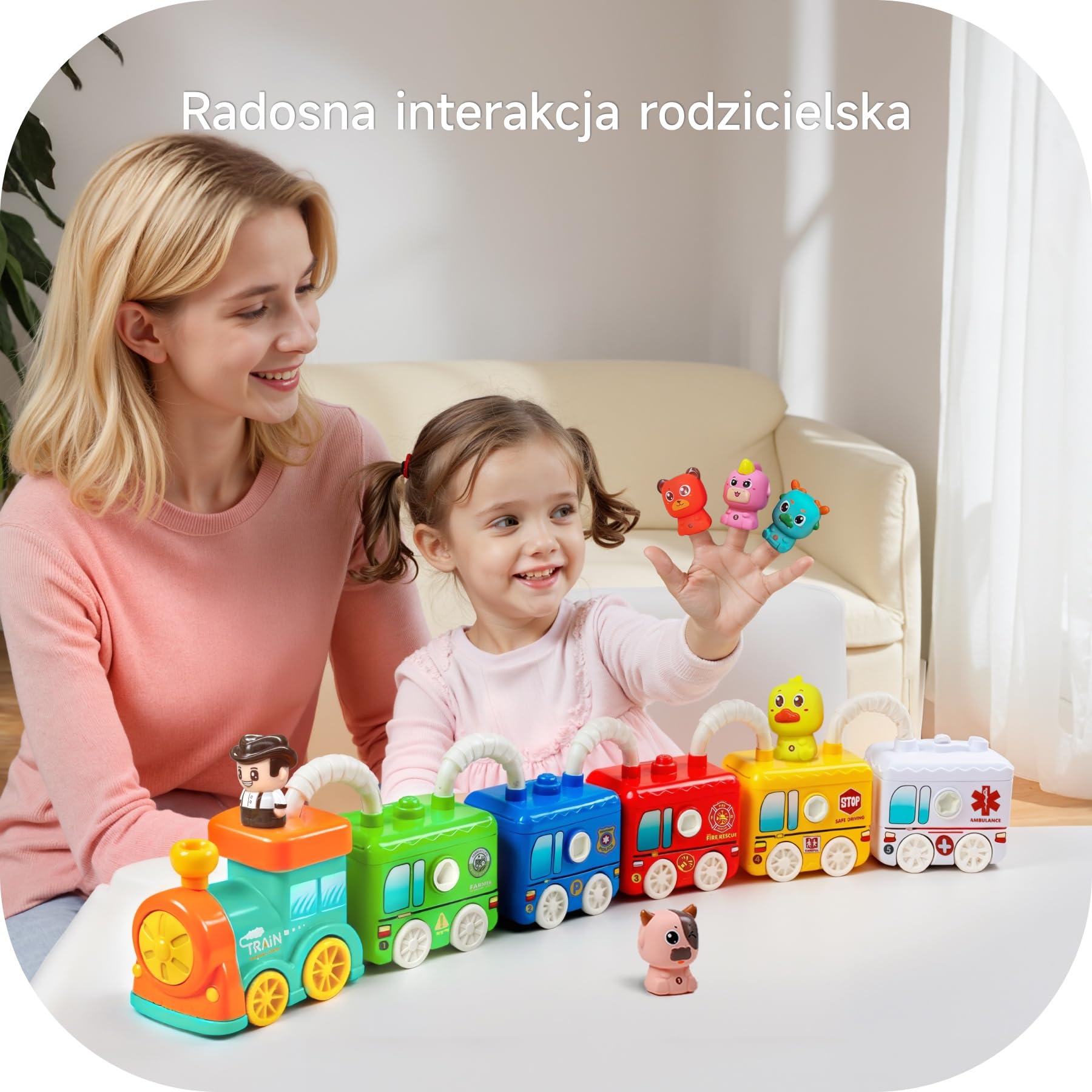 Zabawka Montessori Pociąg od 2 lat - Pociąg Edukacyjny z 5 Zamkami i Zwierzętami, Zabawka Edukacyjna dla Dzieci w Wieku 2 3 4 lat, Edukacyjna Zabawka dla Motoryki i Kolorów, Idealny Prezent