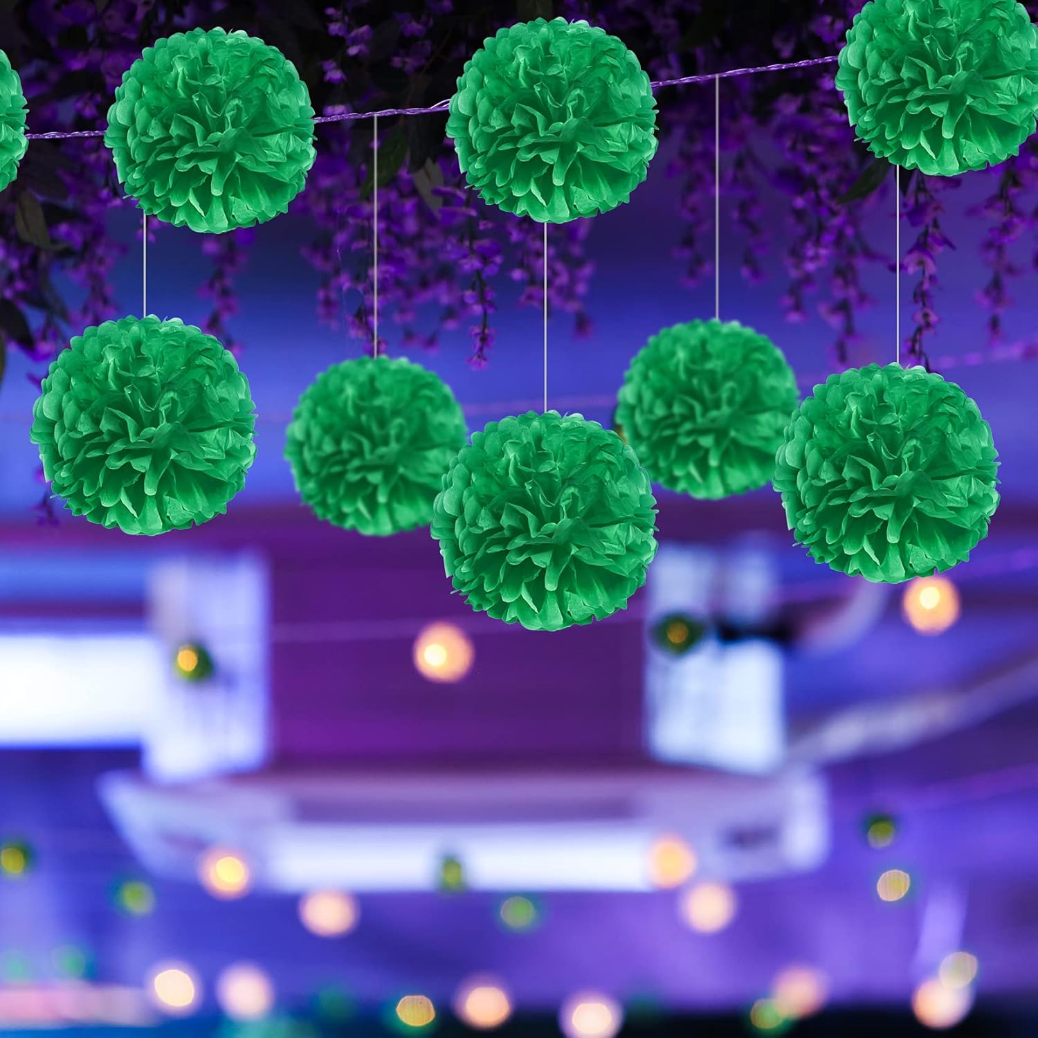 Hmxpls 10Pcs Tissue Paper Pom Poms Party Decorations, Tissue Balls Colorful Flowers Pom, Large Pom Poms for Wedding Birthday Celebration Outdoor Decoration - (Green 10") : Home & Kitchen