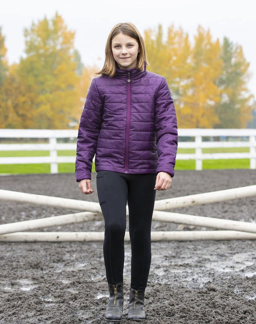 Kerrits Kids Power Stretch Fleece Knee Patch Winter Horse Riding Tights – Warm, Polartec Kids Equestrian Leggings with Pocket