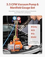 Vista 2 de VEVOR Bomba de Vacío de CA de 3.5 CFM y Juego de Manómetros, Bomba de Vacío de Aire HVAC de Paletas Rotativas de Una Etapa, Kit de Manómetro