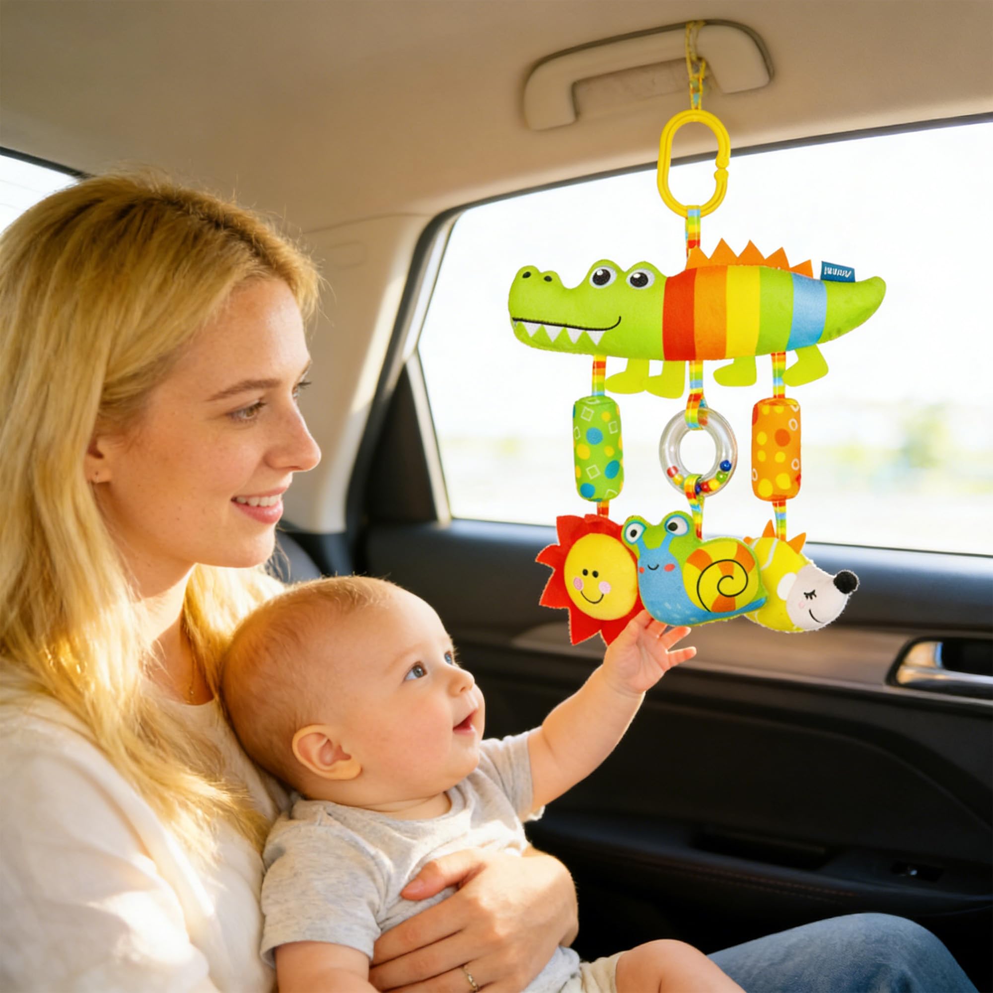 Jouet de Siège de Voiture pour Bébé, Jouet de Poussette, Fournitures Double Face dans la Voiture, Sensoriel pour Bébé, pour les Tout-petits de plus de 6 Mois (Le renard)