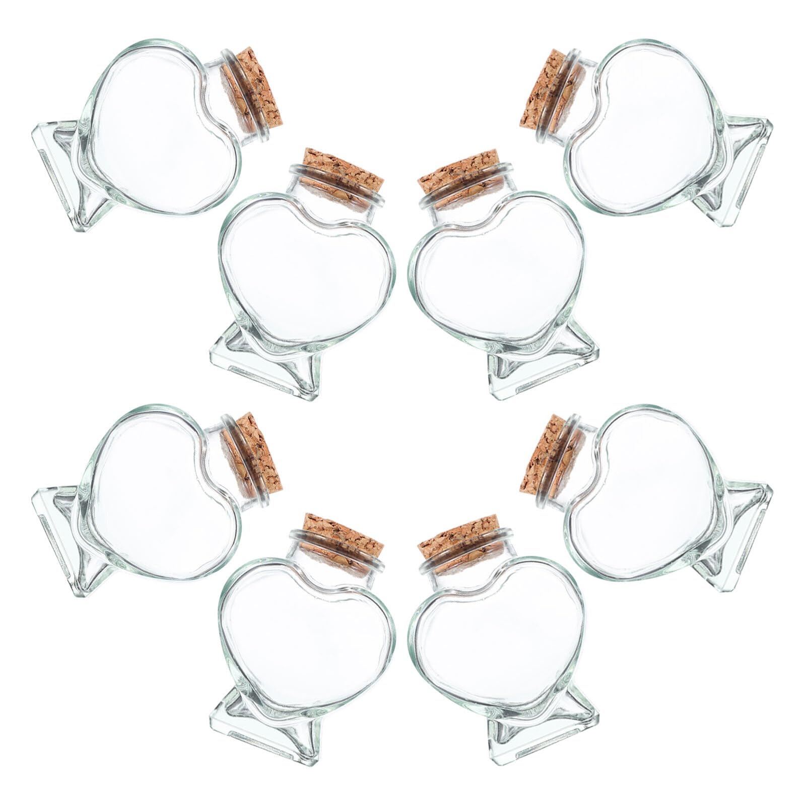 Baluue 8 pezzi Bottiglie Mini Vetro Trasparente con Tappo Sughero Forma di Cuore Barattoli Piccoli per Dolci Messaggi Fai da Te e Decorazioni Festival