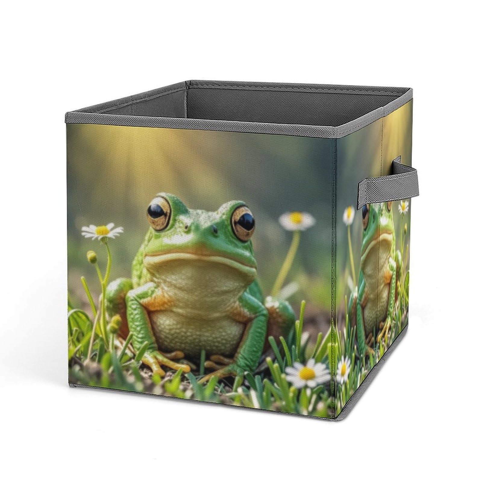 FekiLoot Cute Frog Folding Storage Bins with Handles Large Fabric Storage Cube Storage Organizer Heavy Duty Closet Organizer Sturdy Collapsible Bin Foldable Baskets