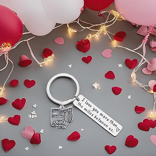 Miniatura 2 de JJTZX - Llavero con mapa de estado, relación de larga distancia, con texto en inglés I Love You More Than The Miles Between Us - regalo de viaje.