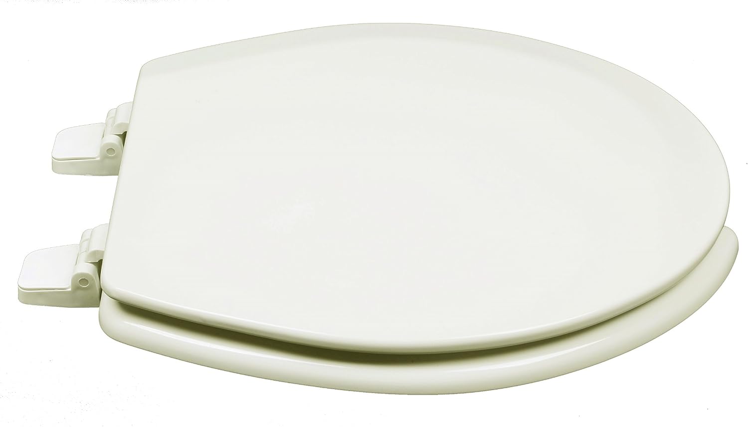 1F1R3-02 Deluxe Molded Wood Round Toilet Seat with Adjustable Top Mount Hinge, Biscuit