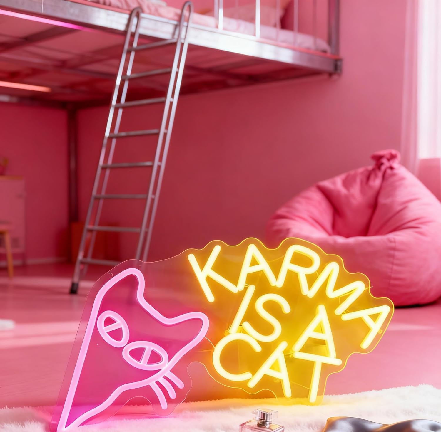 Cat LED Neon Sign, Cute Animal Light Up Sign, USB Powered Dimmable Decorative Neon Light for Home Bedroom Living Room Music Room Party Gift Wall Table Decor 16.5 x 11.8 In