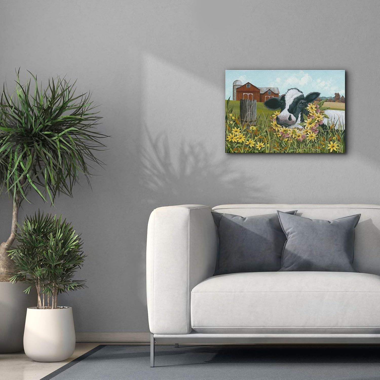 Epic Graffiti 'Cow In Field Of Yellow Flowers' by Tanya Nyp Canvas Wall Art, 26" x 18"