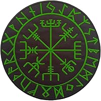 Vista 1 de Viking Compass - Parche de espalda grande para chaleco de motociclista personalizado, planchado/coser, verde grande