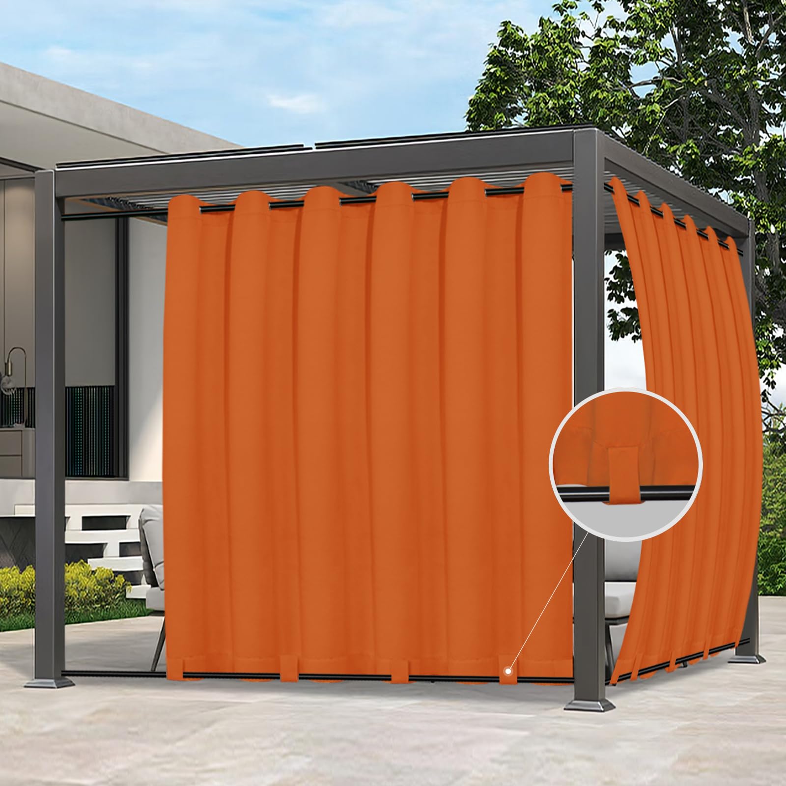 Easy-Going Outdoor Curtains for Patio 1 Panel, 110x96 inch, Orange