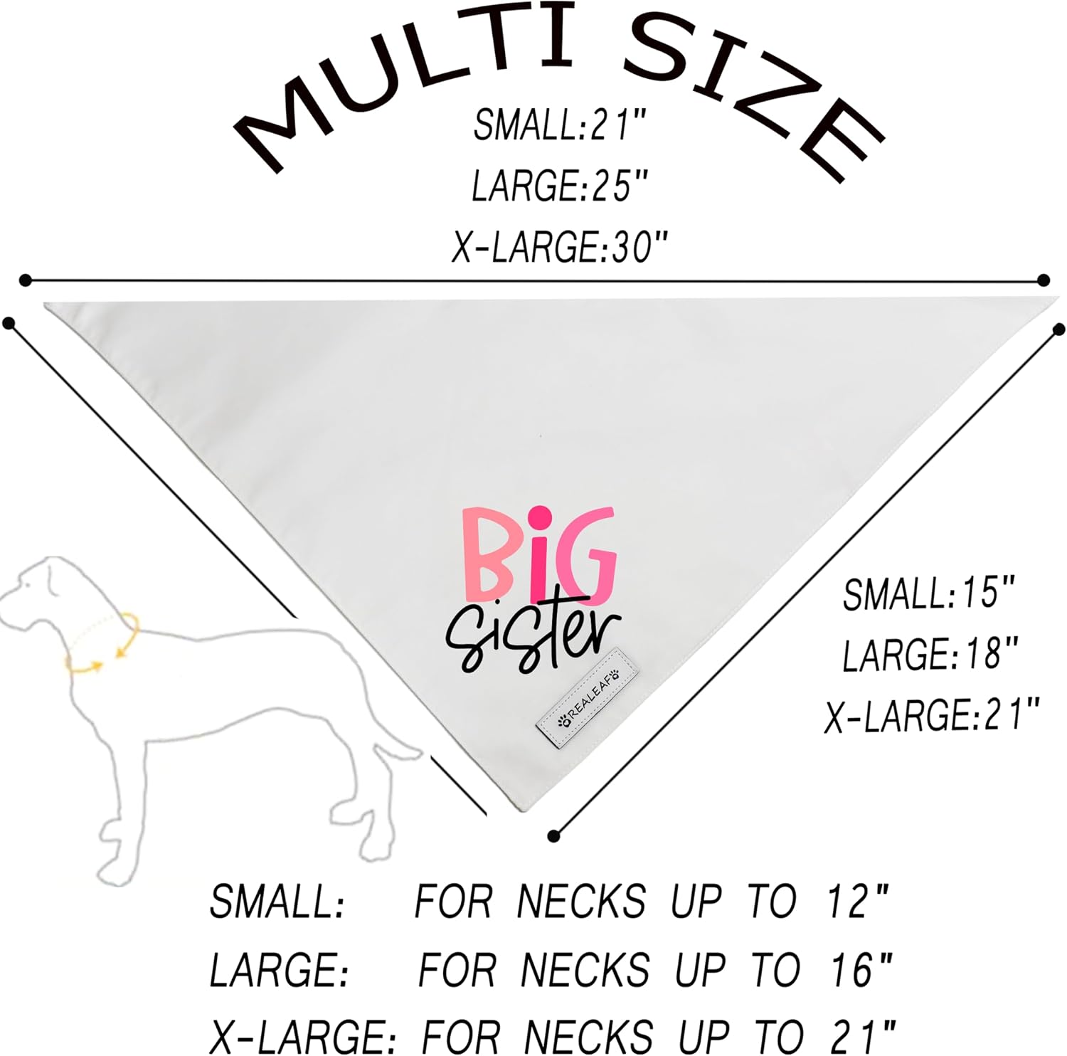 Realeaf Big Sister Dog Bandanas Pet Scarf for Small and Medium Female Dogs New Baby Announcement Pet Accessories Pregnancy Reveal Ideas (Big Sister, Small) image 2