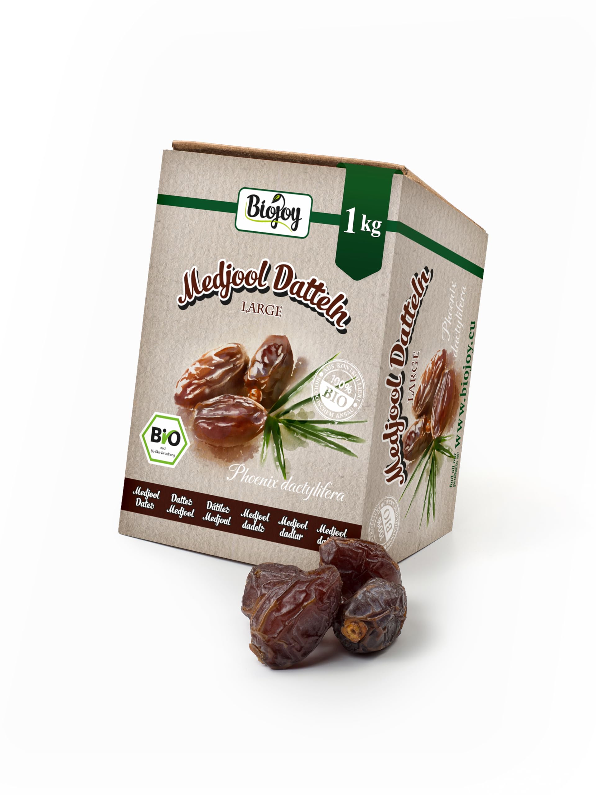 Biojoy BIO-Medjool Datteln aus Israel (1 kg), getrocknet und ganz, ungeschwefelt, Large