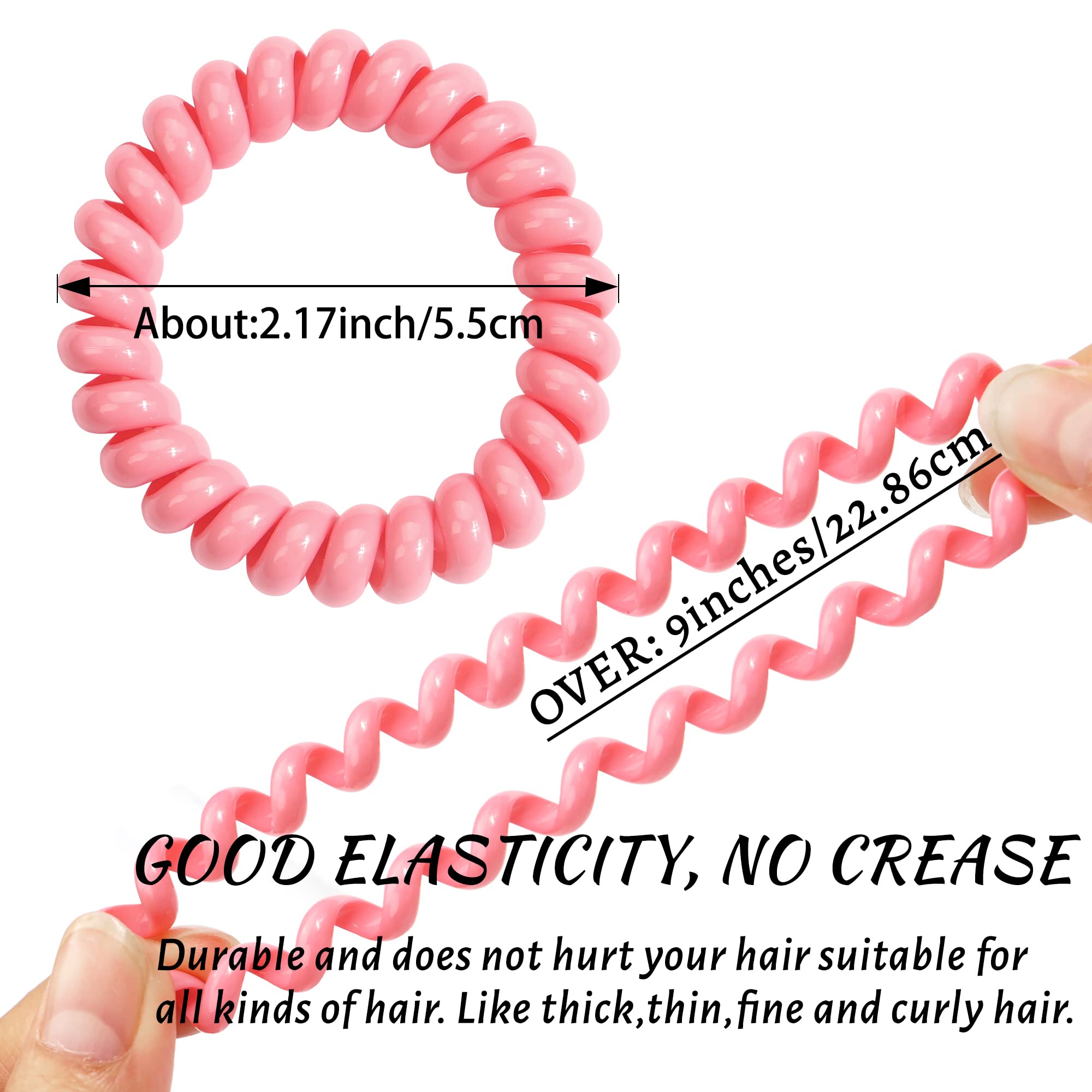 DED Paquete de 24 gomas elásticas para el pelo, en espiral, impermeables, para teléfono, accesorios para el cabello, para mujeres y niñas