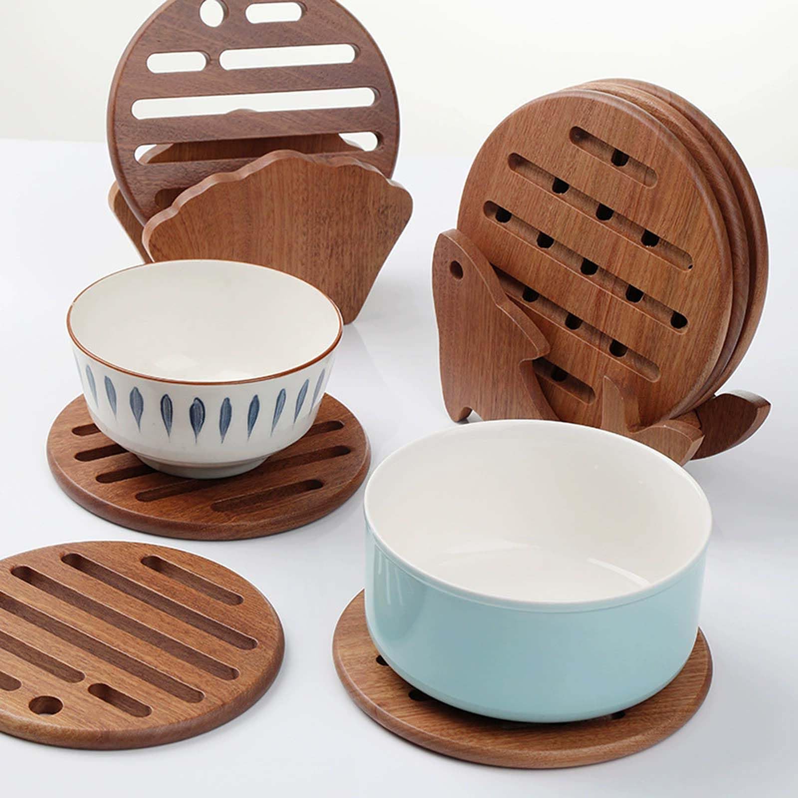 Dessous de Plat en Bois Massif avec Support de Rangement,