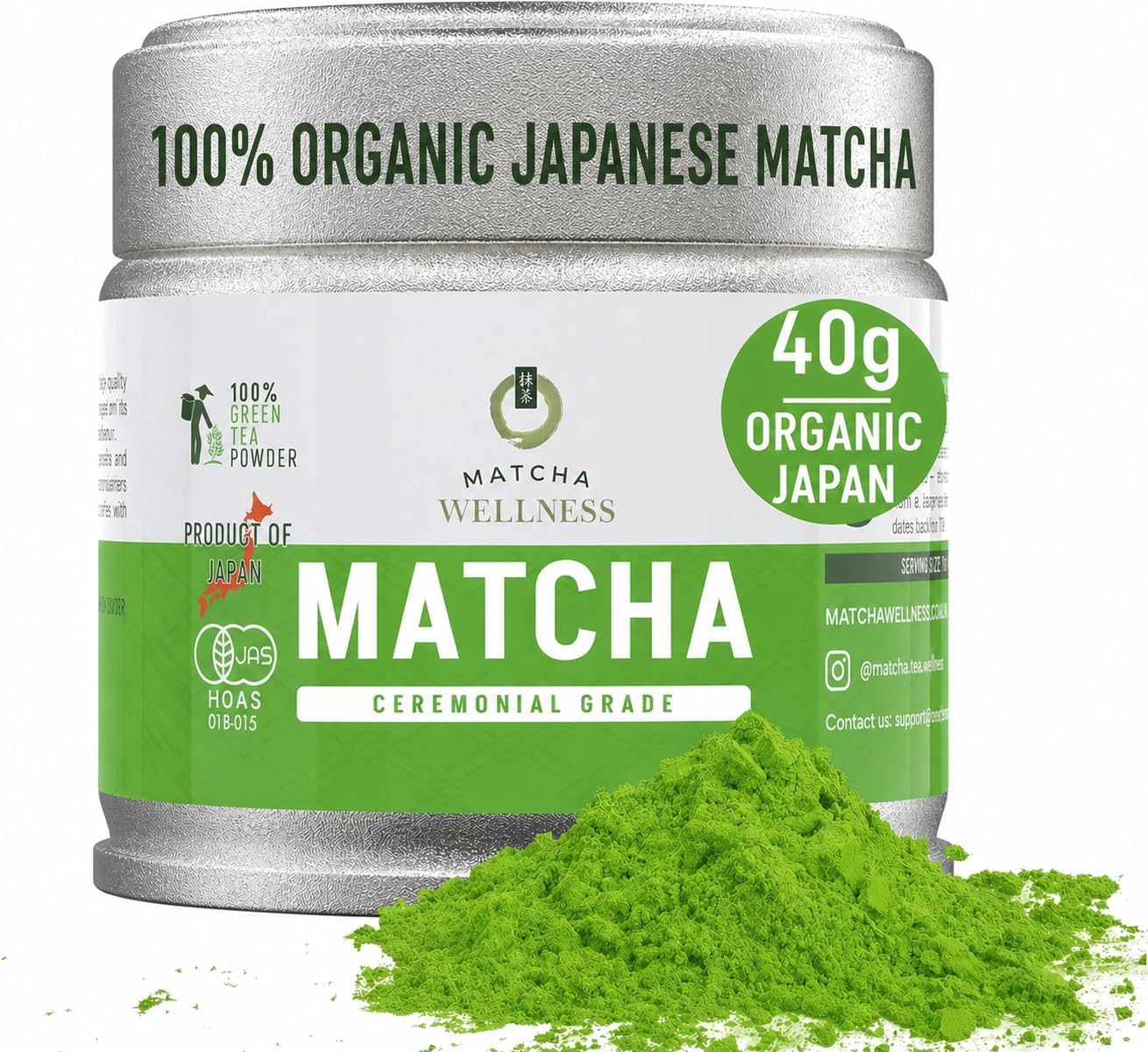 - 100% Pure Ceremonial Grade Matcha Powder 1.4oz – USDA Organic First Harvest Authentic Japanese Green Tea from Kyoto for Lattes, Ceremonies – No Sugar, No Additives, No Gluten