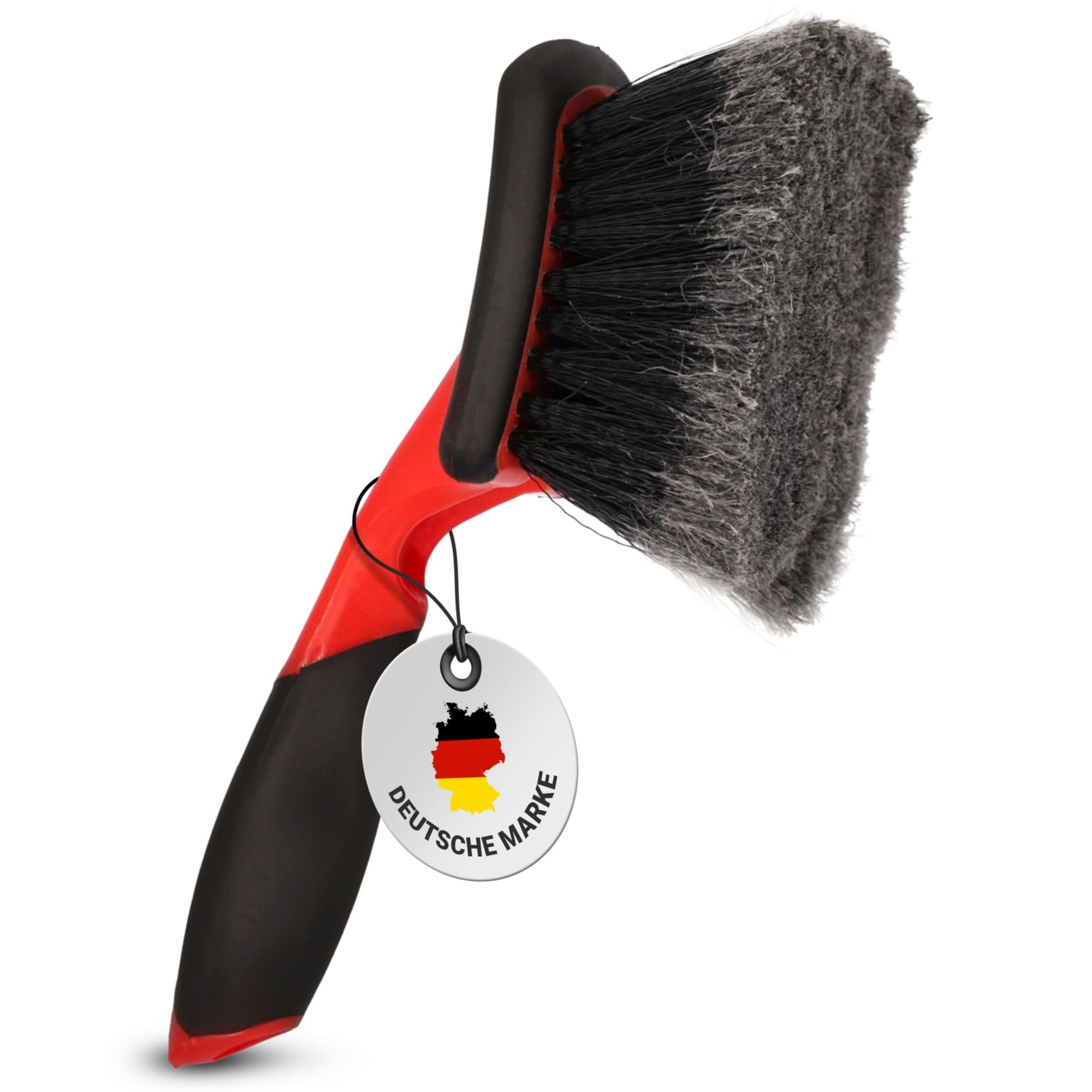 NIGRIN Bike Care Bicycle Wash Brush, Soft Bristles for Gentle Cleaning, Large Brush Surface, Impact and Non-Slip Handle, Black, Red, Pack of 1