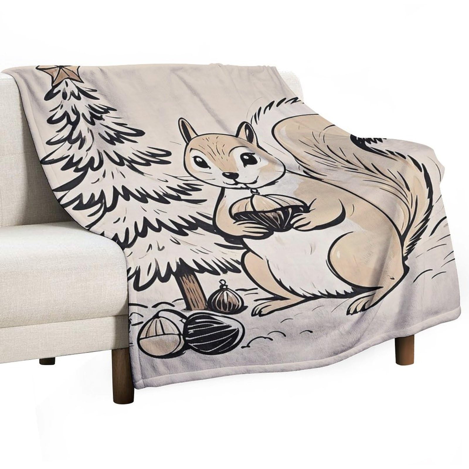 Couverture en flanelle douce imprimé écureuils pour des nuits confortables