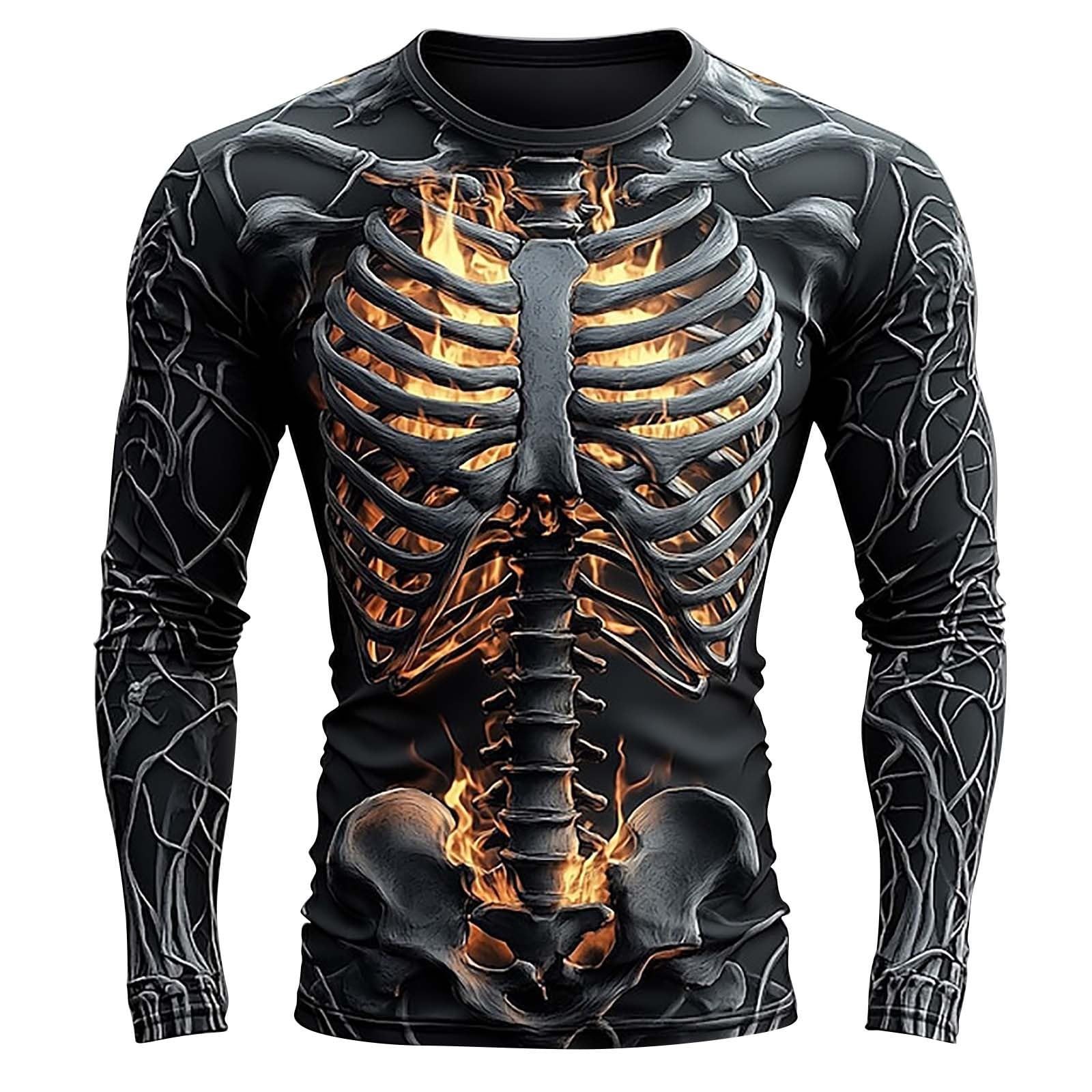 Mens Halloween Skeleton Shirts Crew Neck Long Sleeve 3D Print Graphic T Shirt Novelty Holiday Party Costumes Funny Pullover, Z02-Black, M โ image 1