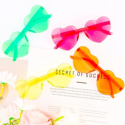 Miniatura 6 de 4PCS Heart Glasses for Women - Cute Sunglasses for Party, Festivals & Color War Accessories