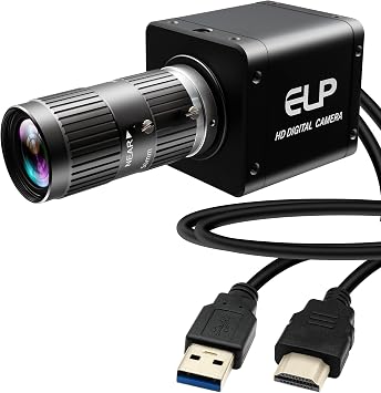 4K 60fps USB3.0 HDMI Camera with 50mm Manual Focus Lens, MJPEG H.264 YUY2 Low 0.05Lux Illumination, Dual HDMI Type-C Interface Webcam Plug and Play for Windows Linux Mac Android