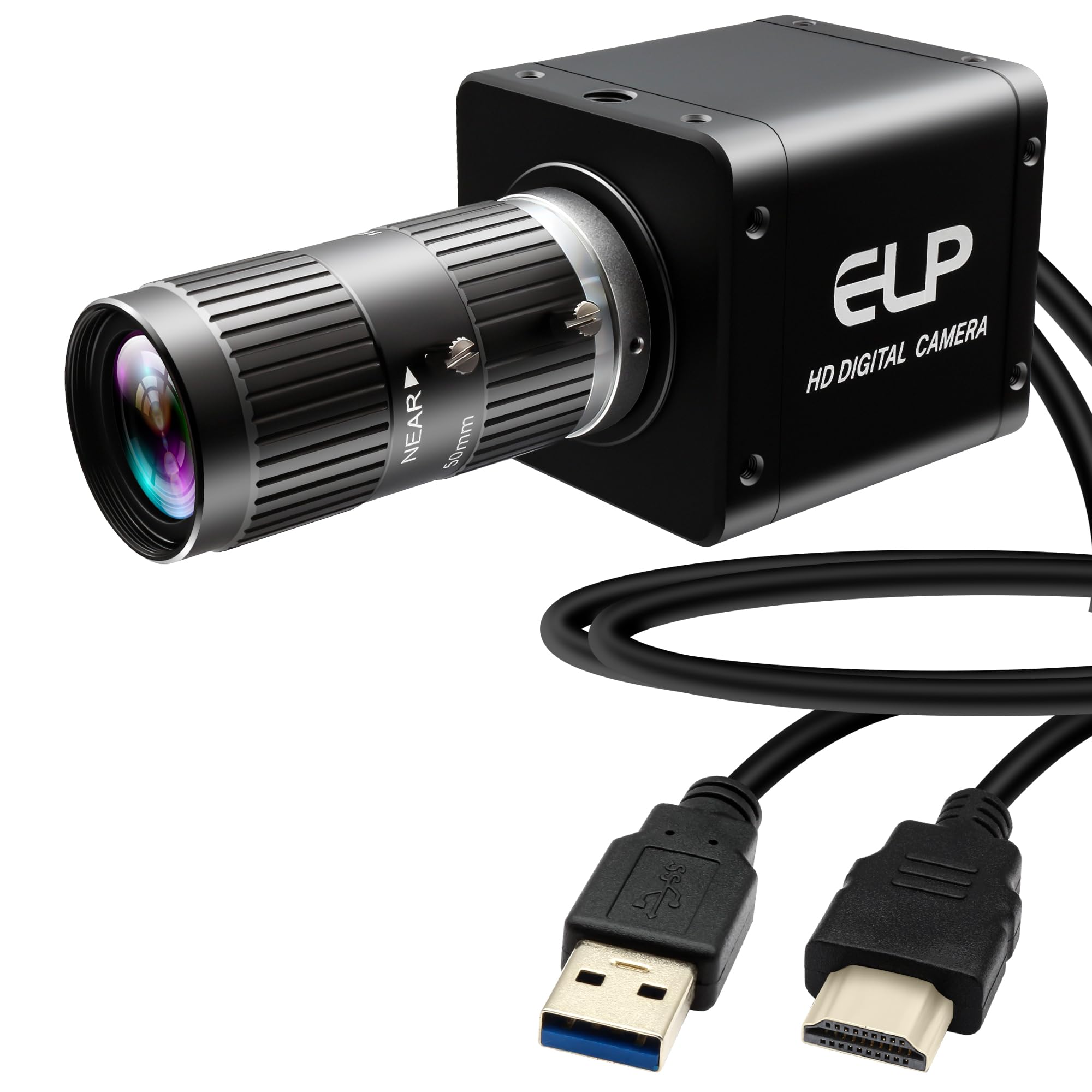 4K 60fps USB3.0 HDMI Camera with 50mm Manual Focus Lens, MJPEG H.264 YUY2 Low 0.05Lux Illumination, Dual HDMI Type-C Interface Webcam Plug and Play for Windows Linux Mac Android-picture-12