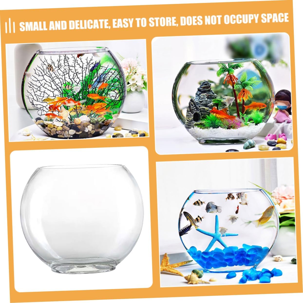 Transparent Glass Fish Bowl Planter for Desktop Small Ecological Aquarium with View for Fish and Plants Micro Landscape Vase for Office and Home Decor