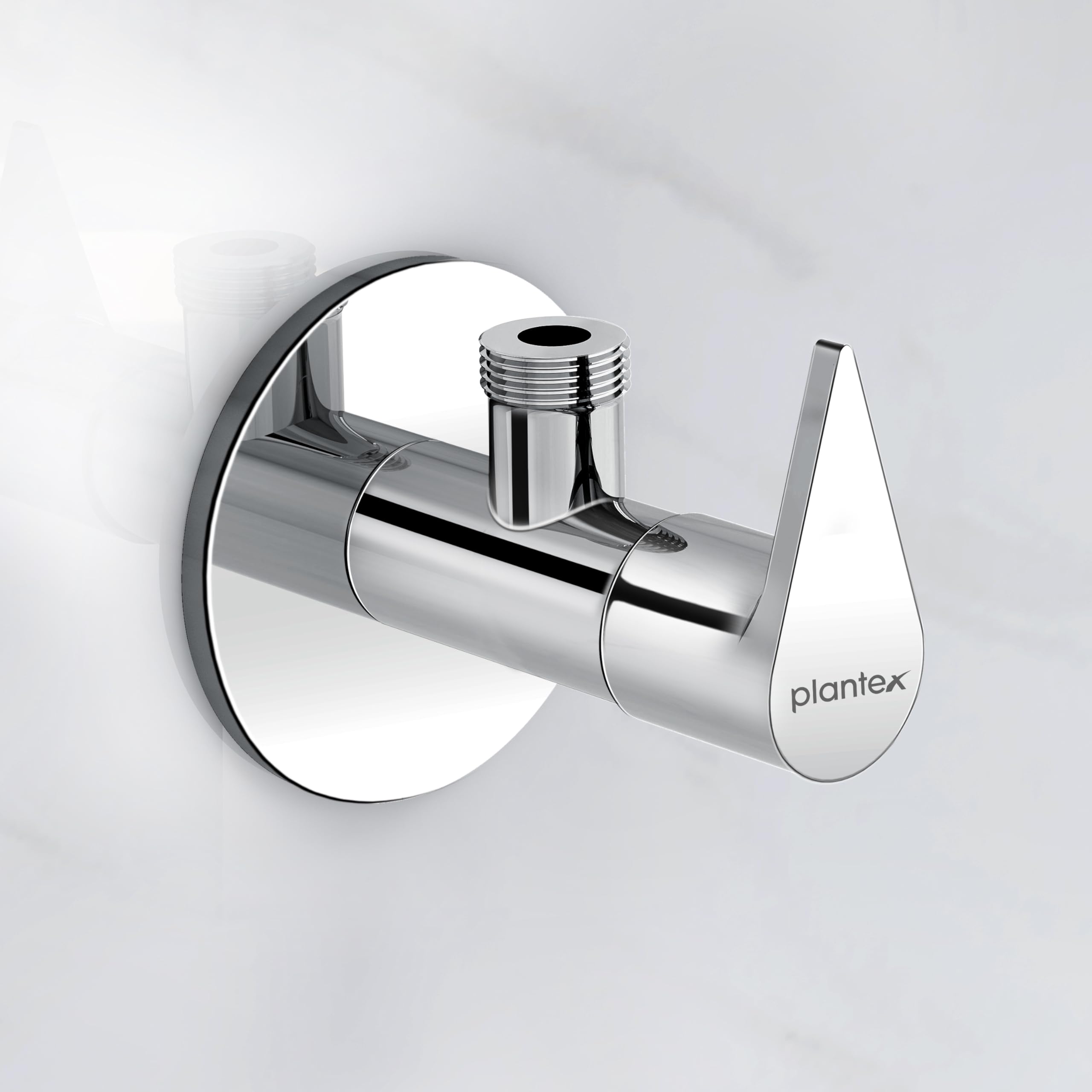 Plantex Brass Angle Valve with Wall Flange & Teflon Tape/Angle Cock/Angle valve for Bathroom with 7-Year Warranty - (PAC-1805 Nickel Chrome)
