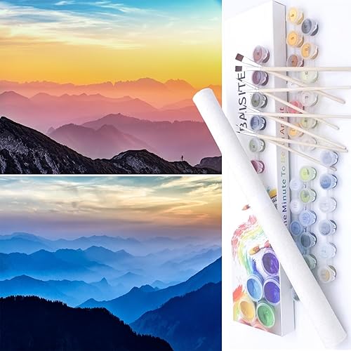 Miniatura 22 de BAISITE 0304 - Kit de pintura por números para adultos principiantes; paquete de 2 lienzos de 8 pulgadas de ancho x 12 pulgadas de largo; caja