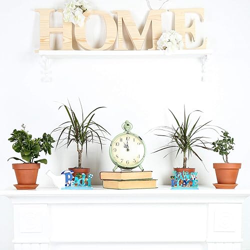 Miniatura 5 de Blulu 2 letreros de mesa de playa, decoración de mesa de madera del océano, letrero de playa con texto en inglés "Beach Is My Happy Place", letrero