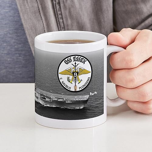 Miniatura 6 de CafePress Uss Essex Cva 9 Cvs 9 tazas tazas de café de cerámica de 11 oz (11.0 fl oz)