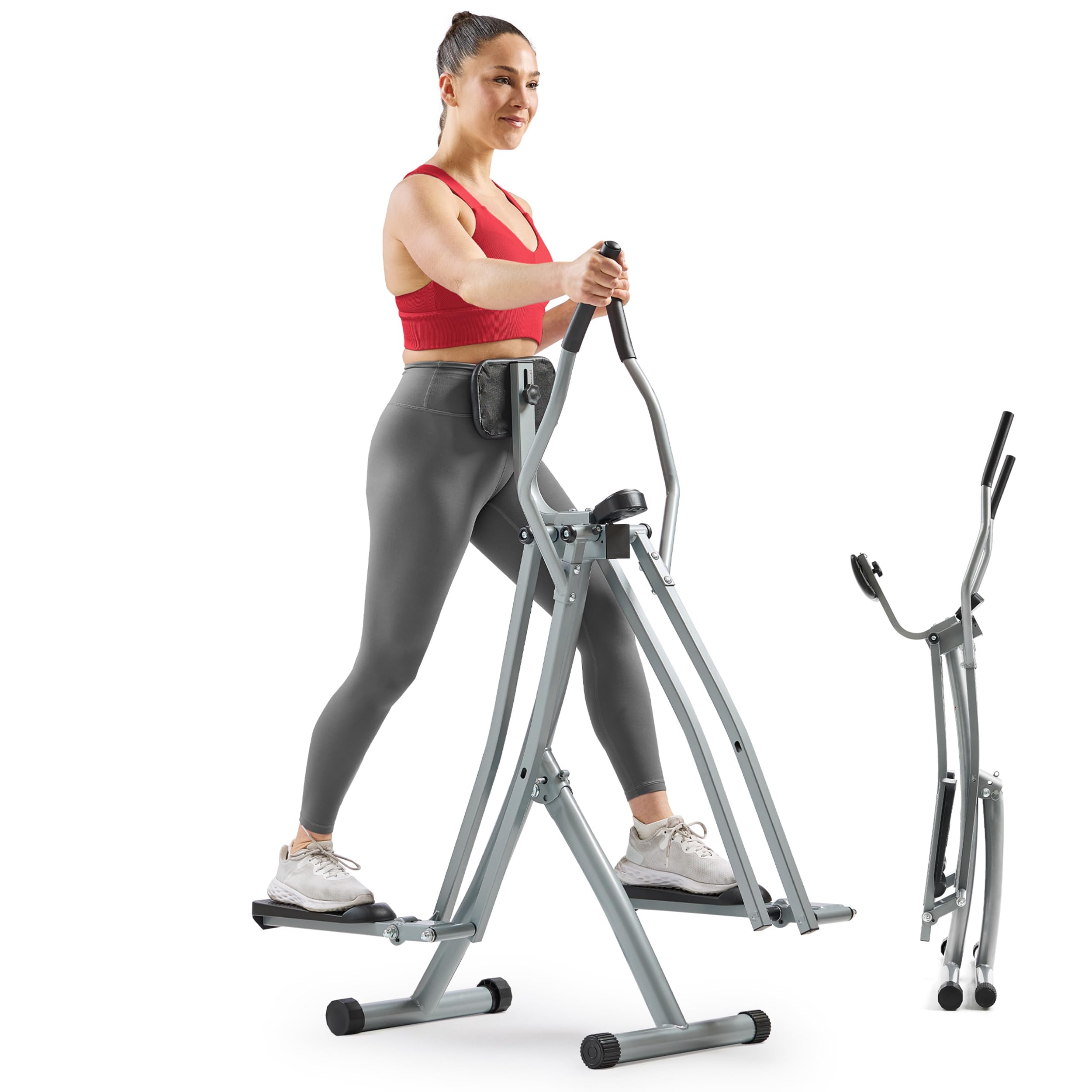 Sunny Health & Fitness Entrenador Elíptico Vertical 2 en 1 Interior, Máquina Compacta de Entrenamiento de Cuerpo Completo, Cross-Training en Casa para Brazos y Piernas, App SunnyFit Gratuita Opcional