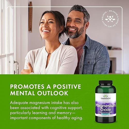 Miniatura 6 de Swanson Apoyo a la salud muscular y ósea de magnesio 200 miligramos (2 cápsulas por 400 mg de óxido de magnesio) 500 cápsulas